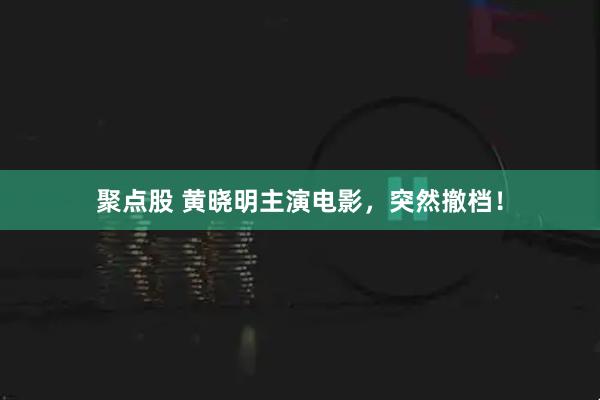 聚点股 黄晓明主演电影，突然撤档！