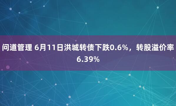 问道管理 6月11日洪城转债下跌0.6%，转股溢价率6.39%